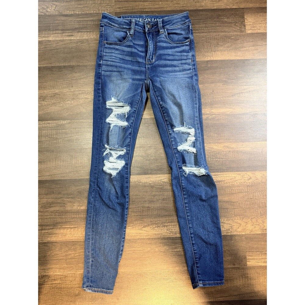 American Eagle Hi Rise Distressed Jegging Jeans Women's Size 2 Regular Stretch